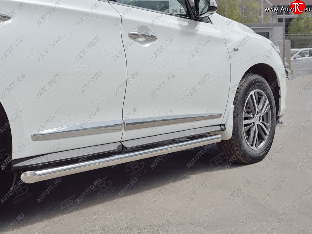 19 999 р. Защита порогов (Ø63 мм) SLITKOFF  INFINITI QX60  L50 (2016-2021) рестайлинг (срез на торцах 45°)  с доставкой в г. Майкоп