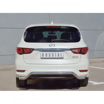 18 699 р. Защита заднего бампера (Ø63 мм волна, нержавейка) SLITKOFF INFINITI QX60 L50 рестайлинг (2016-2021)  с доставкой в г. Майкоп. Увеличить фотографию 3
