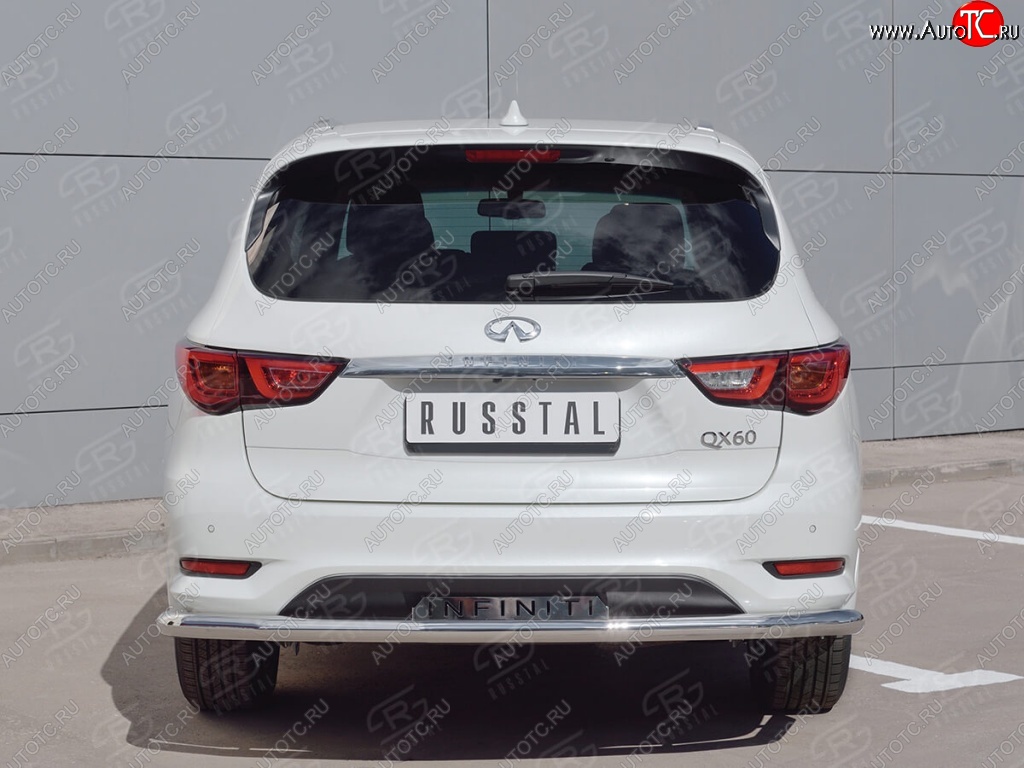 22 949 р. Защита заднего бампера (Ø63 мм с надписью, нержавейка) SLITKOFF INFINITI QX60 L50 рестайлинг (2016-2021)  с доставкой в г. Майкоп