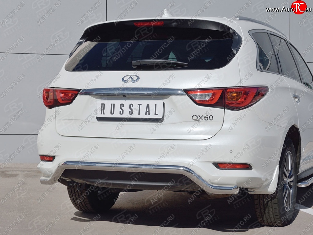 18 699 р. Защита заднего бампера (Ø63 мм волна, нержавейка) SLITKOFF INFINITI QX60 L50 рестайлинг (2016-2021)  с доставкой в г. Майкоп