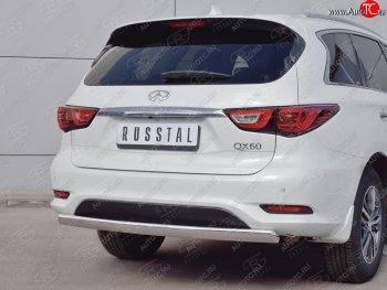 13 999 р. Защита заднего бампера (Ø75x42 мм, нержавейка) Russtal INFINITI QX60 L50 рестайлинг (2016-2021)  с доставкой в г. Майкоп. Увеличить фотографию 3