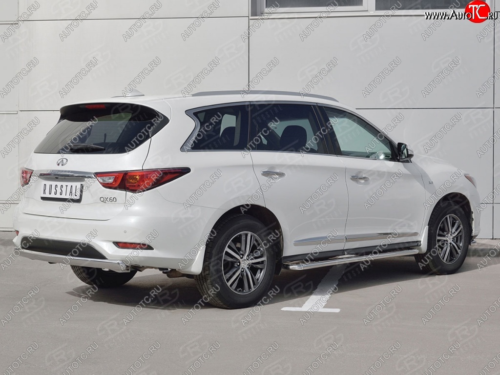 13 999 р. Защита заднего бампера (Ø75x42 мм, нержавейка) Russtal INFINITI QX60 L50 рестайлинг (2016-2021)  с доставкой в г. Майкоп