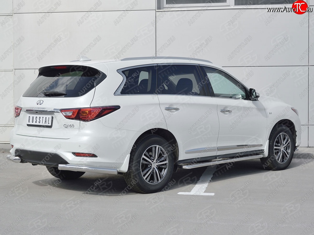 15 449 р. Защита заднего бампера (Ø76 мм уголки, нержавейка) SLITKOFF INFINITI QX60 L50 рестайлинг (2016-2021)  с доставкой в г. Майкоп