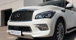 13 999 р. Защита переднего бампера (Ø75х42 мм, нержавейка) Russtal INFINITI QX80 Z62 1-ый рестайлинг (2014-2018)  с доставкой в г. Майкоп. Увеличить фотографию 2