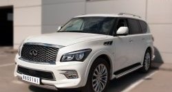 13 999 р. Защита переднего бампера (Ø75х42 мм, нержавейка) Russtal INFINITI QX80 Z62 1-ый рестайлинг (2014-2018)  с доставкой в г. Майкоп. Увеличить фотографию 4