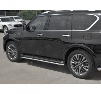 16 549 р. Защита порогов (Ø42 мм, нержавейка) SLITKOFF  INFINITI QX80  Z62 (2018-2024) 2-ой рестайлинг  с доставкой в г. Майкоп. Увеличить фотографию 2