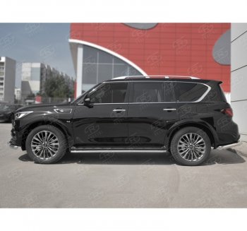 16 549 р. Защита порогов (Ø42 мм, нержавейка) SLITKOFF  INFINITI QX80  Z62 (2018-2024) 2-ой рестайлинг  с доставкой в г. Майкоп. Увеличить фотографию 3