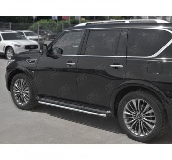 14 999 р. Защита порогов (Ø42 мм, нержавейка) SLITKOFF  INFINITI QX80  Z62 (2018-2024) 2-ой рестайлинг  с доставкой в г. Майкоп. Увеличить фотографию 2