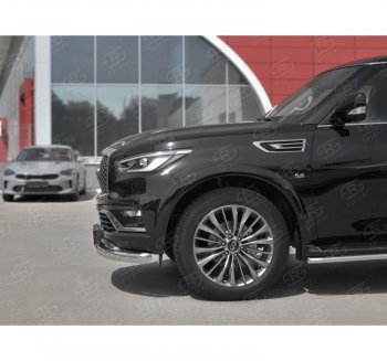 20 649 р. Защита переднего бампера (Ø76 мм, нержавейка) SLITKOFF INFINITI QX80 Z62 2-ой рестайлинг (2018-2024)  с доставкой в г. Майкоп. Увеличить фотографию 2