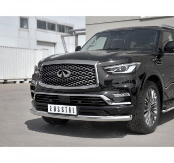 20 649 р. Защита переднего бампера (Ø76 мм, нержавейка) SLITKOFF INFINITI QX80 Z62 2-ой рестайлинг (2018-2024)  с доставкой в г. Майкоп. Увеличить фотографию 3