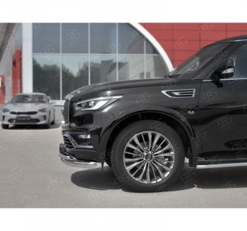 24 999 р. Защита переднего бампера (2 трубы Ø76 и 42 мм, нержавейка) SLITKOFF  INFINITI QX80  Z62 (2018-2024) 2-ой рестайлинг  с доставкой в г. Майкоп. Увеличить фотографию 2