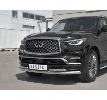 24 999 р. Защита переднего бампера (2 трубы Ø76 и 42 мм, нержавейка) SLITKOFF  INFINITI QX80  Z62 (2018-2024) 2-ой рестайлинг  с доставкой в г. Майкоп. Увеличить фотографию 3