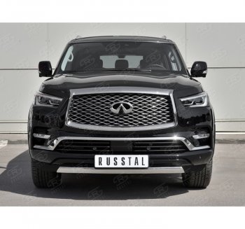 13 999 р. Защита переднего бампера (Ø75х42 мм, нержавейка) Russtal INFINITI QX80 Z62 2-ой рестайлинг (2018-2024)  с доставкой в г. Майкоп. Увеличить фотографию 4