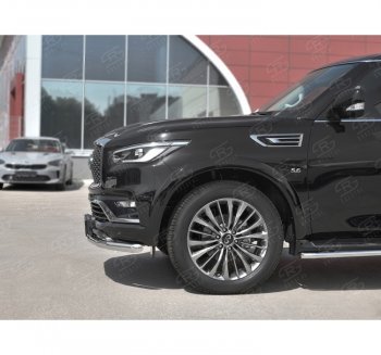 19 999 р. Защита переднего бампера (Ø63 мм, нержавейка) SLITKOFF INFINITI QX80 Z62 2-ой рестайлинг (2018-2024)  с доставкой в г. Майкоп. Увеличить фотографию 2