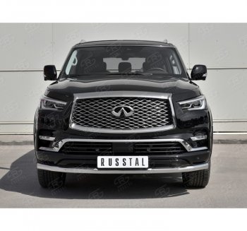 19 999 р. Защита переднего бампера (Ø63 мм, нержавейка) SLITKOFF INFINITI QX80 Z62 2-ой рестайлинг (2018-2024)  с доставкой в г. Майкоп. Увеличить фотографию 3