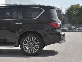 15 499 р. Защита заднего бампера (Ø75х42 мм, нержавейка) Russtal INFINITI QX80 Z62 2-ой рестайлинг (2018-2024)  с доставкой в г. Майкоп. Увеличить фотографию 3