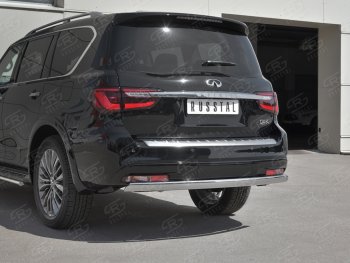 15 499 р. Защита заднего бампера (Ø75х42 мм, нержавейка) Russtal INFINITI QX80 Z62 2-ой рестайлинг (2018-2024)  с доставкой в г. Майкоп. Увеличить фотографию 4