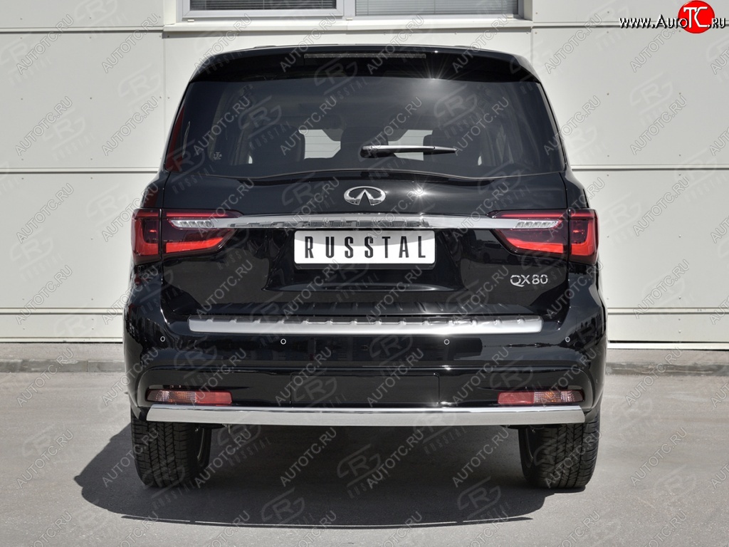 15 499 р. Защита заднего бампера (Ø75х42 мм, нержавейка) Russtal INFINITI QX80 Z62 2-ой рестайлинг (2018-2024)  с доставкой в г. Майкоп