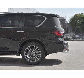 19 999 р. Защита заднего бампера (Ø76 мм, нержавейка) SLITKOFF INFINITI QX80 Z62 2-ой рестайлинг (2018-2024)  с доставкой в г. Майкоп. Увеличить фотографию 2