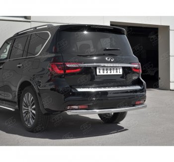 19 999 р. Защита заднего бампера (Ø76 мм, нержавейка) SLITKOFF INFINITI QX80 Z62 2-ой рестайлинг (2018-2024)  с доставкой в г. Майкоп. Увеличить фотографию 3