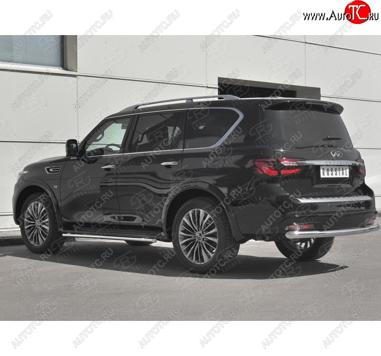 19 999 р. Защита заднего бампера (Ø76 мм, нержавейка) SLITKOFF INFINITI QX80 Z62 2-ой рестайлинг (2018-2024)  с доставкой в г. Майкоп