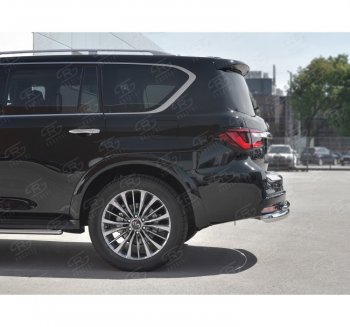 21 549 р. Защита заднего бампера (2 трубы Ø76 и 42 мм, нержавейка) SLITKOFF INFINITI QX80 Z62 2-ой рестайлинг (2018-2024)  с доставкой в г. Майкоп. Увеличить фотографию 2