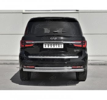 21 549 р. Защита заднего бампера (2 трубы Ø76 и 42 мм, нержавейка) SLITKOFF INFINITI QX80 Z62 2-ой рестайлинг (2018-2024)  с доставкой в г. Майкоп. Увеличить фотографию 4