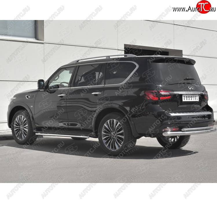 21 549 р. Защита заднего бампера (2 трубы Ø76 и 42 мм, нержавейка) SLITKOFF INFINITI QX80 Z62 2-ой рестайлинг (2018-2024)  с доставкой в г. Майкоп