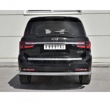 15 749 р. Защита заднего бампера (Ø76 мм, нержавейка) SLITKOFF INFINITI QX80 Z62 2-ой рестайлинг (2018-2024)  с доставкой в г. Майкоп. Увеличить фотографию 4