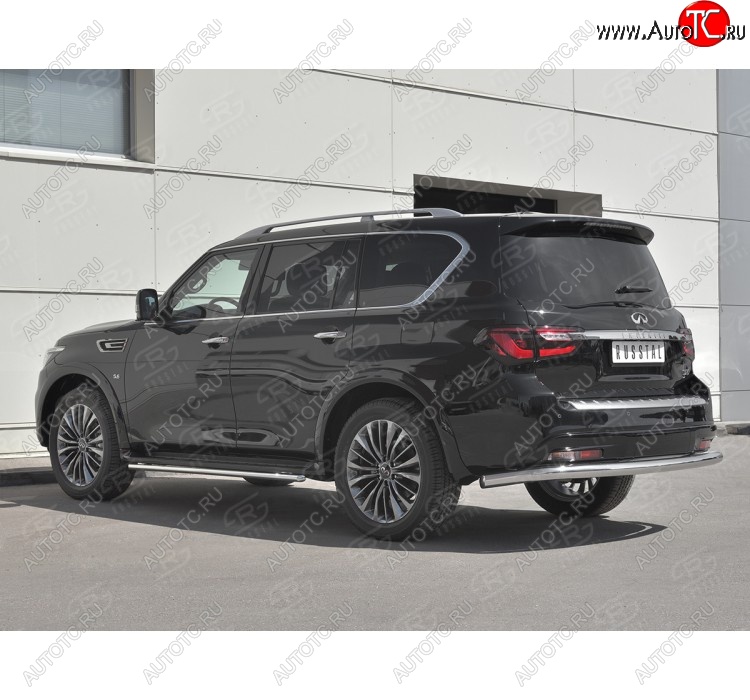 15 749 р. Защита заднего бампера (Ø76 мм, нержавейка) SLITKOFF INFINITI QX80 Z62 2-ой рестайлинг (2018-2024)  с доставкой в г. Майкоп