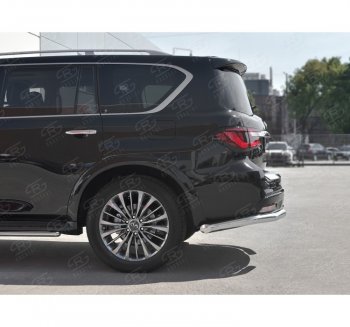 16 849 р. Защита заднего бампера (Ø76 мм уголки, нержавейка) SLITKOFF  INFINITI QX80  Z62 (2018-2024) 2-ой рестайлинг  с доставкой в г. Майкоп. Увеличить фотографию 2