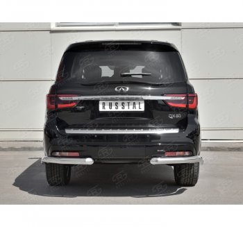 16 849 р. Защита заднего бампера (Ø76 мм уголки, нержавейка) SLITKOFF  INFINITI QX80  Z62 (2018-2024) 2-ой рестайлинг  с доставкой в г. Майкоп. Увеличить фотографию 4