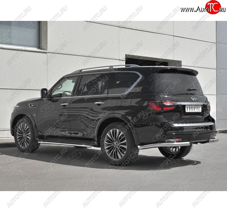 16 849 р. Защита заднего бампера (Ø76 мм уголки, нержавейка) SLITKOFF  INFINITI QX80  Z62 (2018-2024) 2-ой рестайлинг  с доставкой в г. Майкоп