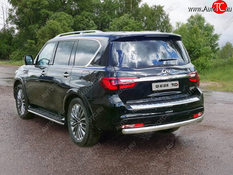 28 299 р. Защита заднего бампера (овальная) ТСС (нержавейка d75х42 мм)  INFINITI QX80  Z62 (2018-2024) 2-ой рестайлинг  с доставкой в г. Майкоп