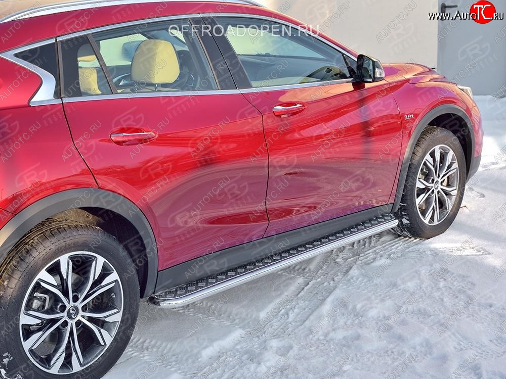 22 999 р. Порожки для ног (труба Ø42) SLITKOFF INFINITI QX30 H15E (2016-2020) (Вариант 2 (лист алюм, проф.сталь))  с доставкой в г. Майкоп