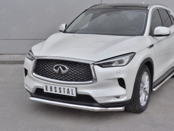 Защита переднего бампера (Ø42 мм волна, нержавейка) INFINITI Qx50  J55 (2017-2022)