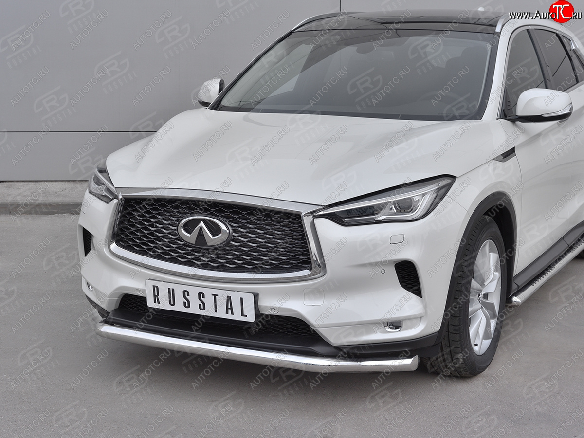 17 999 р. Защита переднего бампера (Ø42 мм волна, нержавейка) INFINITI Qx50 J55 (2017-2022)  с доставкой в г. Майкоп