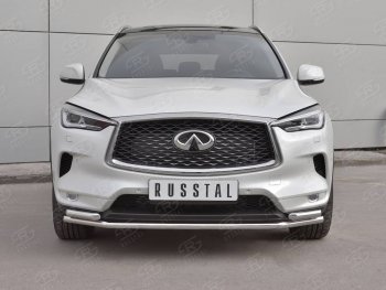 Защита переднего бампера (2 трубы Ø42 мм, нержавейка) SLITKOFF INFINITI Qx50  J55 (2017-2022)
