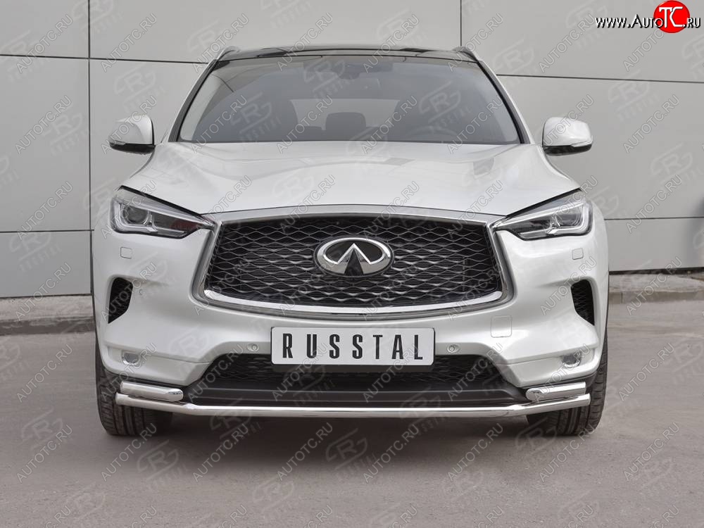 18 849 р. Защита переднего бампера (2 трубы Ø42 мм, нержавейка) SLITKOFF INFINITI Qx50 J55 (2017-2022)  с доставкой в г. Майкоп