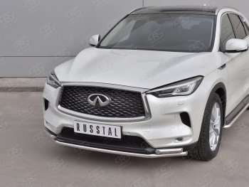 18 849 р. Защита переднего бампера (2 трубы Ø42 мм, нержавейка) SLITKOFF INFINITI Qx50 J55 (2017-2022)  с доставкой в г. Майкоп. Увеличить фотографию 2