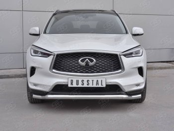 Защита переднего бампера SLITKOFF (Ø63 мм волна, нержавейка) INFINITI Qx50  J55 (2017-2022)