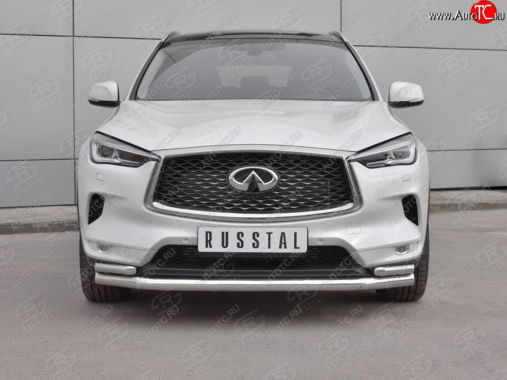 21 749 р. Защита переднего бампера (2 трубы Ø63 и 42 мм, нержавейка) SLITKOFF INFINITI Qx50 J55 (2017-2022)  с доставкой в г. Майкоп