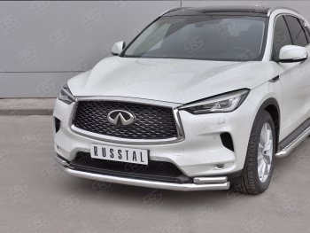 21 749 р. Защита переднего бампера (2 трубы Ø63 и 42 мм, нержавейка) SLITKOFF INFINITI Qx50 J55 (2017-2022)  с доставкой в г. Майкоп. Увеличить фотографию 2
