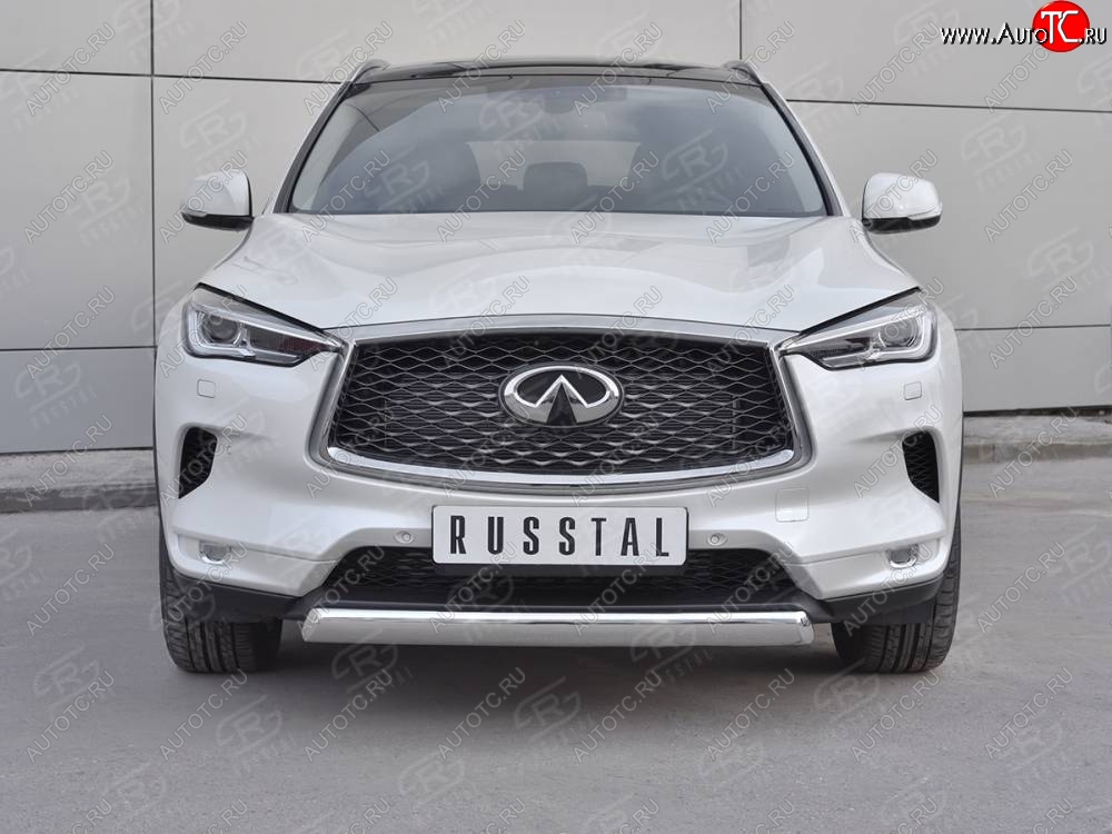 13 899 р. Защита переднего бампера (Ø75х42 дуга, нержавейка) Russtal INFINITI Qx50 J55 (2017-2022)  с доставкой в г. Майкоп