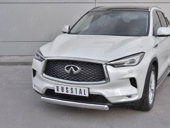 13 899 р. Защита переднего бампера (Ø75х42 дуга, нержавейка) Russtal INFINITI Qx50 J55 (2017-2022)  с доставкой в г. Майкоп. Увеличить фотографию 2