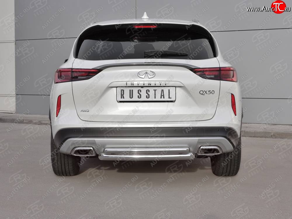 19 999 р. Защита заднего бампера (2 трубы Ø63 и 42 мм , нержавейка) SLITKOFF INFINITI Qx50 J55 (2017-2022)  с доставкой в г. Майкоп