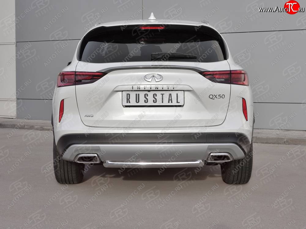 17 349 р. Защита заднего бампера (Ø63 мм, нержавейка) RUSSTAL INFINITI Qx50 J55 (2017-2022)  с доставкой в г. Майкоп