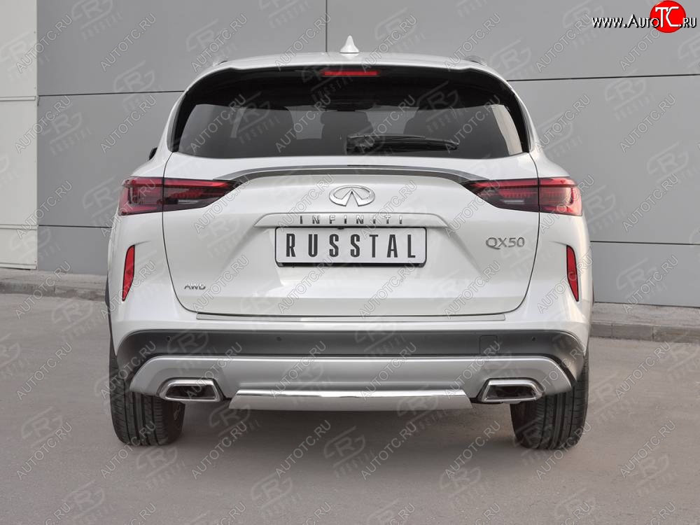 13 899 р. Защита заднего бампера (Ø75x42 мм, нержавейка) Russtal INFINITI Qx50 J55 (2017-2022)  с доставкой в г. Майкоп
