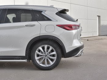 13 899 р. Защита заднего бампера (Ø75x42 мм, нержавейка) Russtal INFINITI Qx50 J55 (2017-2022)  с доставкой в г. Майкоп. Увеличить фотографию 3