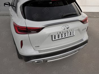 1 479 р. Защитная накладка на задний бампер Russtal (нержавейка зеркальная) INFINITI Qx50 J55 (2017-2022)  с доставкой в г. Майкоп. Увеличить фотографию 2